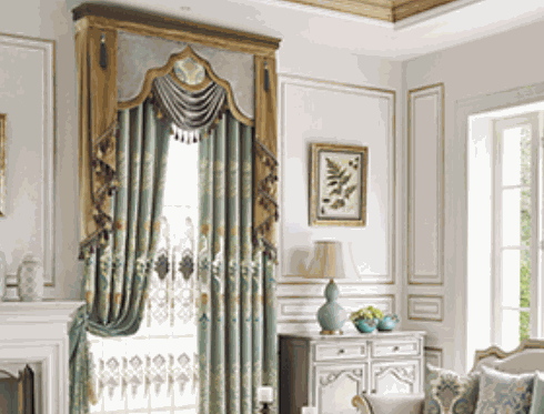 红蓝青窗帘布艺